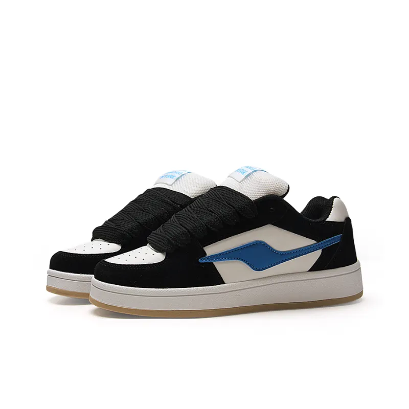 STUR YSN Wear-Resistant Slip-Resistant Low-Top Skateboard Shoes Unisex Black Royal Blue-2