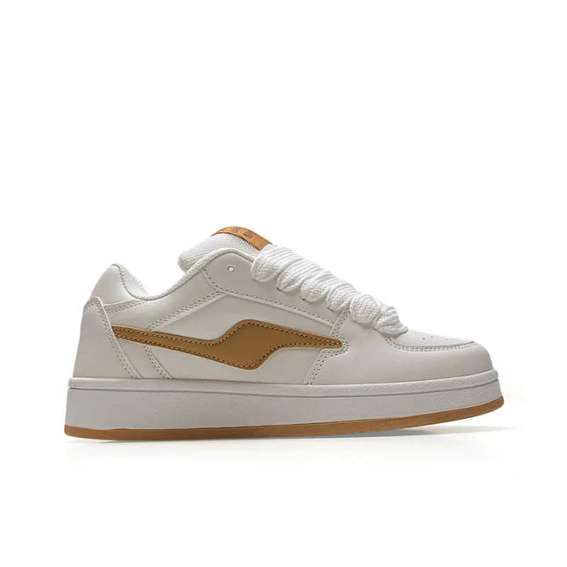 STUR YSN Wear resistant And Lightweight Low Top Skateboard Shoes Unisex White Gold-1