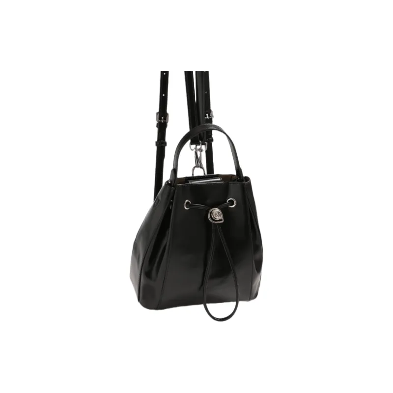 NOMK PU Backpack, Handbag, Bucket Bag Women's Ecru/Silver/Black-9