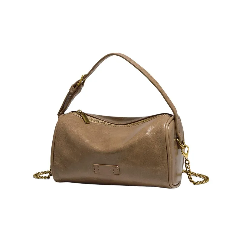 Marino Orlandi Cow Leather Bonded Synthetic Leather Shoulder Bag Regular Women's Black/Red/Khaki-9