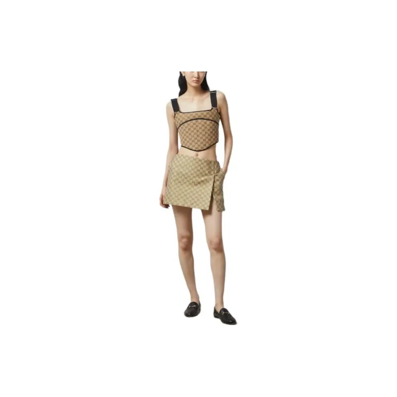 GUCCI Gg Glitter Canvas Skirt 'Gold'-1