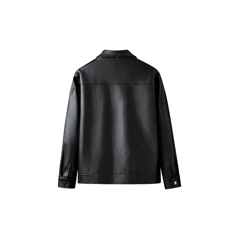 LISENPOK Leather Jacket Unisex Black-1