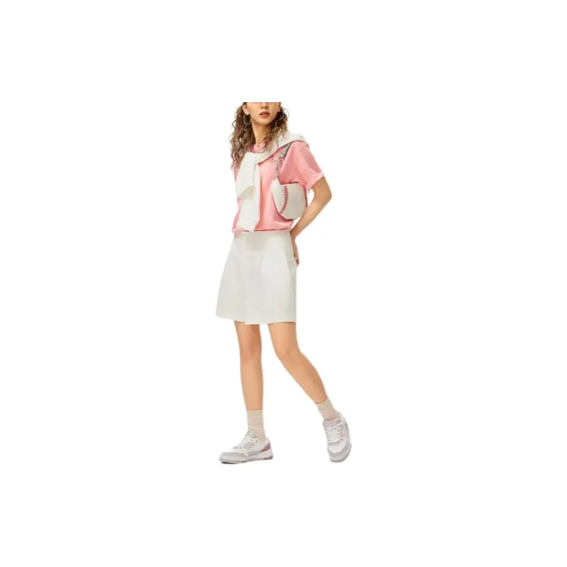 LiNing Sports Life Collection Drop Shoulder Sleeve T-Shirt Women's Tea Flower Pink-2