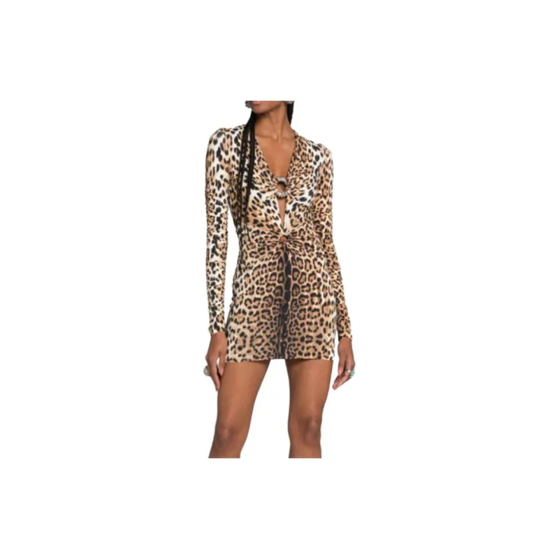 ROBERTO COLLINA Leopard-Printed Cut-Out Mini Dress-3