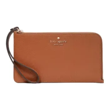 Kate Spade Lucy Litchi Grain Leather Clutch Medium Size Women's Gingerbread