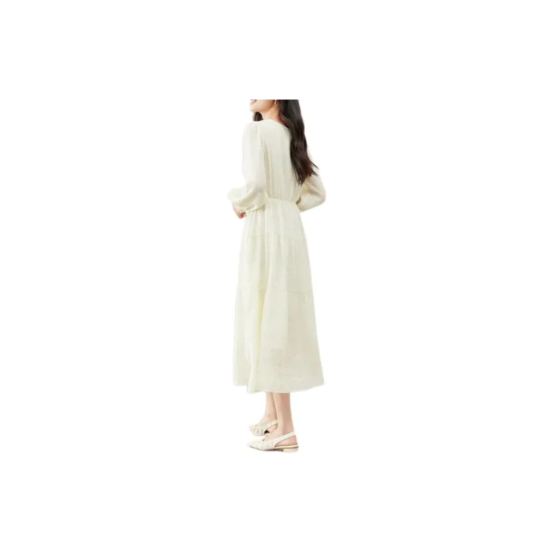 VIMLY Long Sleeved Dresses Women's Apricot-1