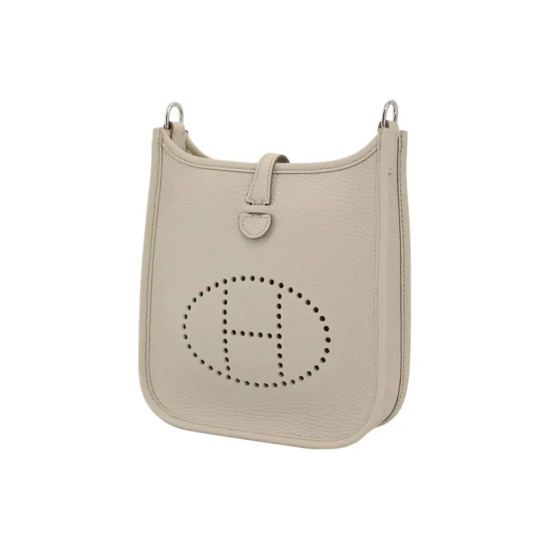 HERMES Evelyne Clemence Leather Shoulder Bag Crossbody Bag Mini Unisex 8L Beton Glacier White-2