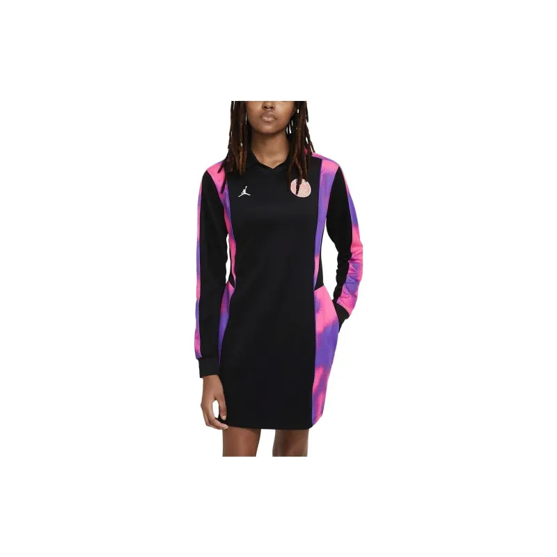 Jordan Paris Saint Germain Long Sleeved Dresses Women's Black-1