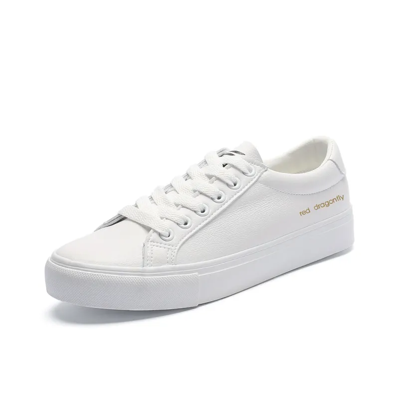 RED DRAGONFLY Flat Shoes Lightweight And Breathable Low Top Casual Shoes Women's White-0