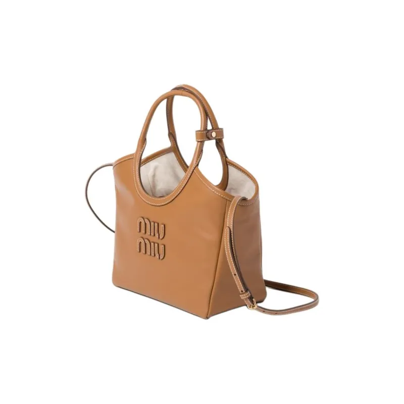 MIU MIU Ivy Leather Shoulder Bag, Crossbody Bag, Handbag Women's Brown-1