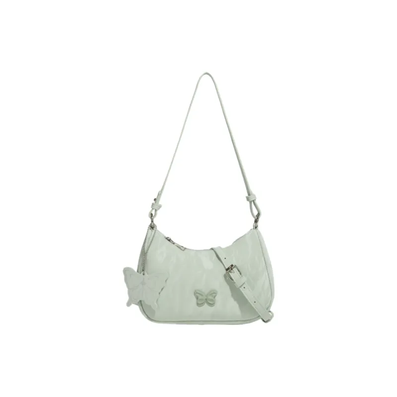 NOMK PU Shoulder Bag, Dumpling Bag, Shoulder Bag, Crossbody Bag Women's Ecru/Pink/Black/Light Green-12