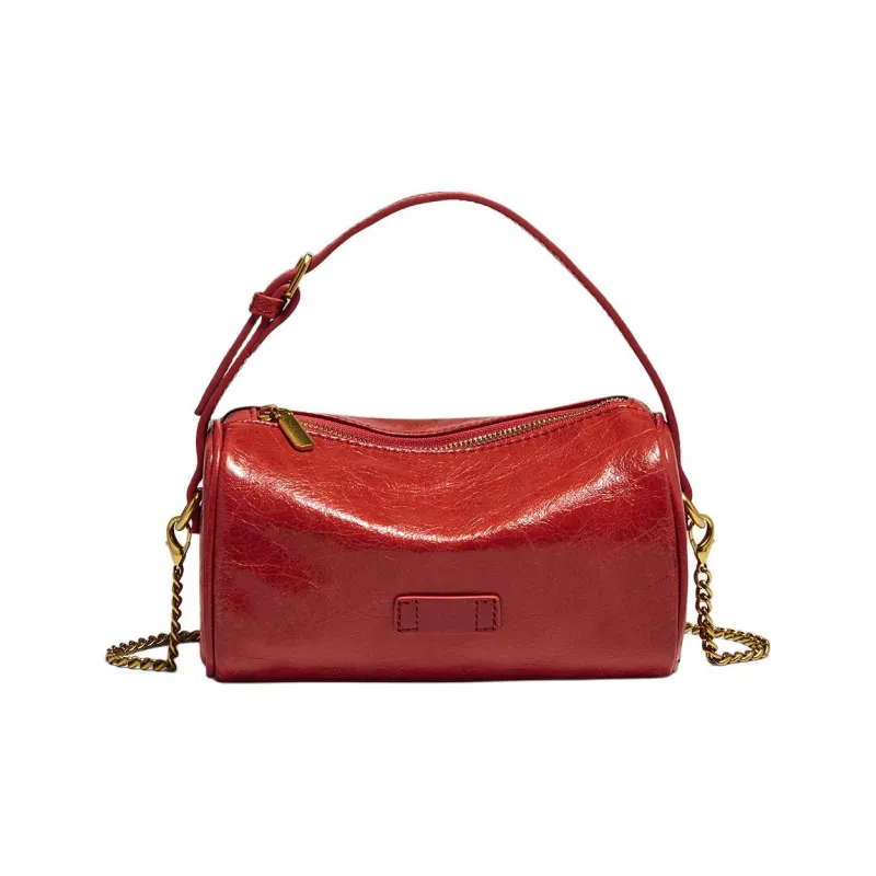 Marino Orlandi Cow Leather Bonded Synthetic Leather Shoulder Bag Regular Women's Black/Red/Khaki-5
