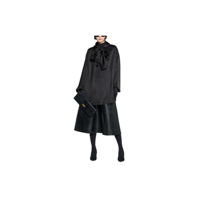 Balenciaga Allover Logo Long-Sleeved Shirt-10