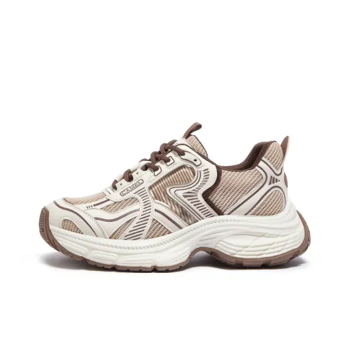 CAMEL Cushioning Height Increasing Low-Top Chunky Sneakers Women's Beige Apricot