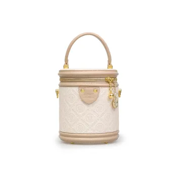 Disney Minnie Series PU Bucket Bag Portable Crossbody Bag Shoulder Bag Women's Ecru