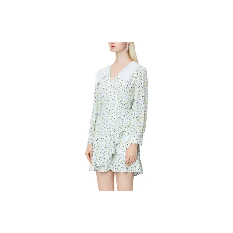 Bebe Long-Sleeved Dresses Women's White Flower-3
