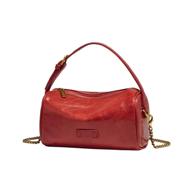 Marino Orlandi Cow Leather Bonded Synthetic Leather Shoulder Bag Regular Women's Black/Red/Khaki-4