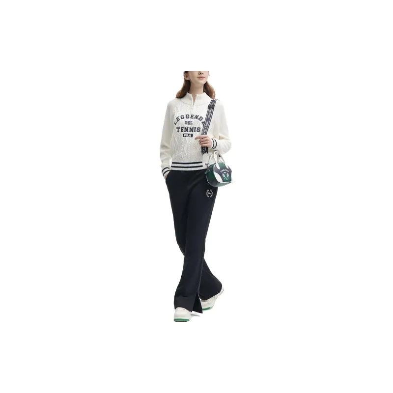 FILA Knitted Sports Pants Women's Black-3