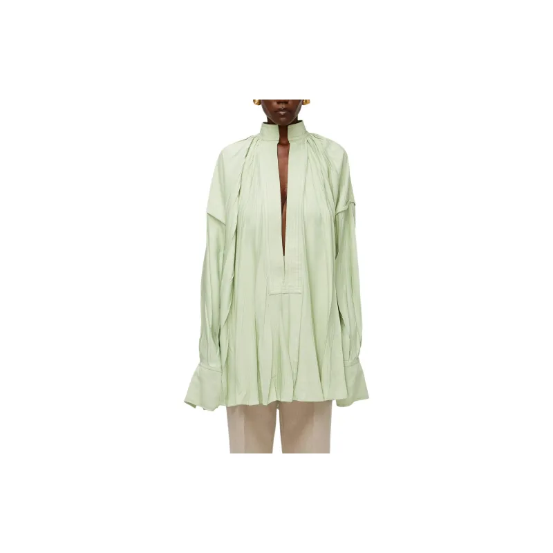 Ferragamo Split Neck Drop Shoulder Pleated Kaftan-3