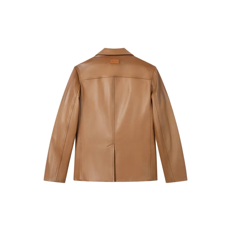 KENZO FW24 Leather Jacket Men's Light Yellow Brown-1