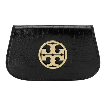 TORY BURCH Crocodile Embossed Leather Clutch Bag Over The Shoulder Regular Women's Black