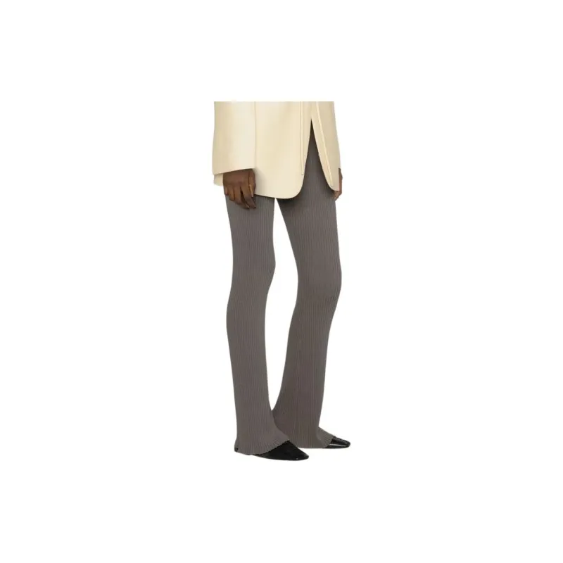 NANUSHKA Ribbed-knit Flared Trousers-3