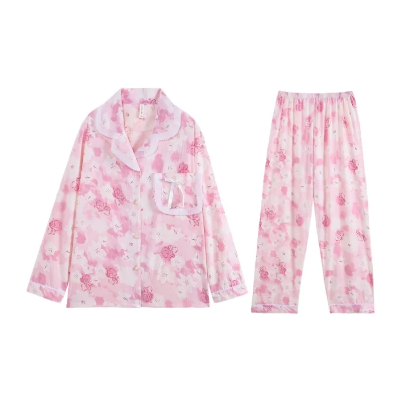 Qiao Ni Tong Pajama Set Women's Pink-0