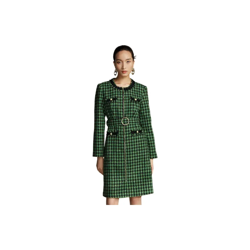 BBLLUUEE Long Sleeved Dress Women's Turquoise Green-1