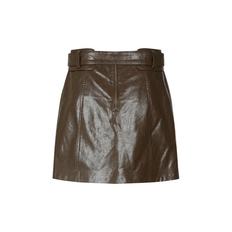 URBAN REVIVO Casual Short Skirts Women's Brown-1