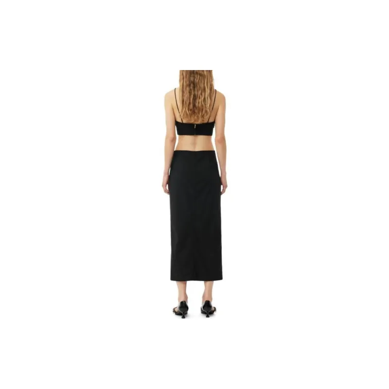 GANNI Drapey Bow Detailed Cropped Top-4