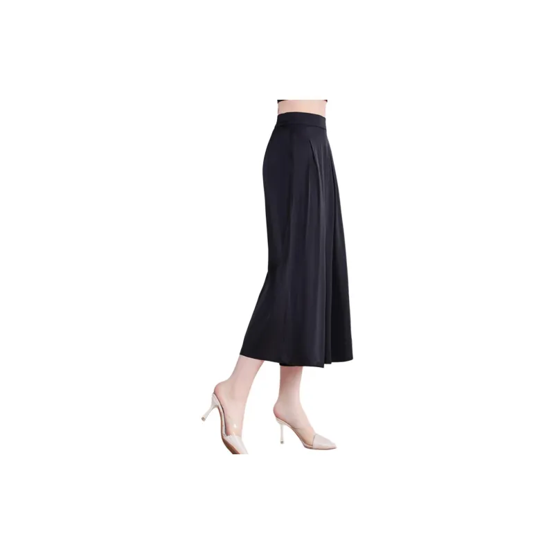 Yi Mengyuan Silk Casual Pants Women's Black-2