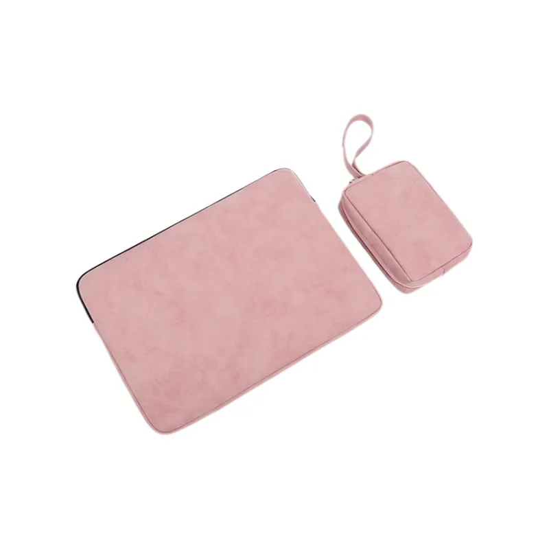 MUYKUY PU Leather Liner Laptop Bag Regular Unisex Gray/Pink/Black-10