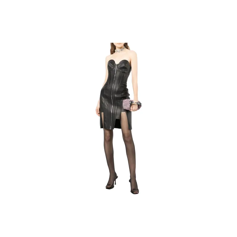 Nensi Dojaka Leather Corset Cone Dress-1