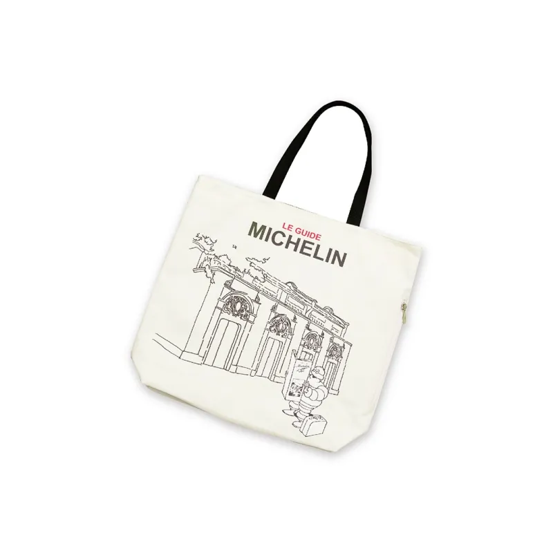 Michelin Canvas Tote Bag, Shopping Bag, Shoulder Bag Unisex White Stone Gate Style-3