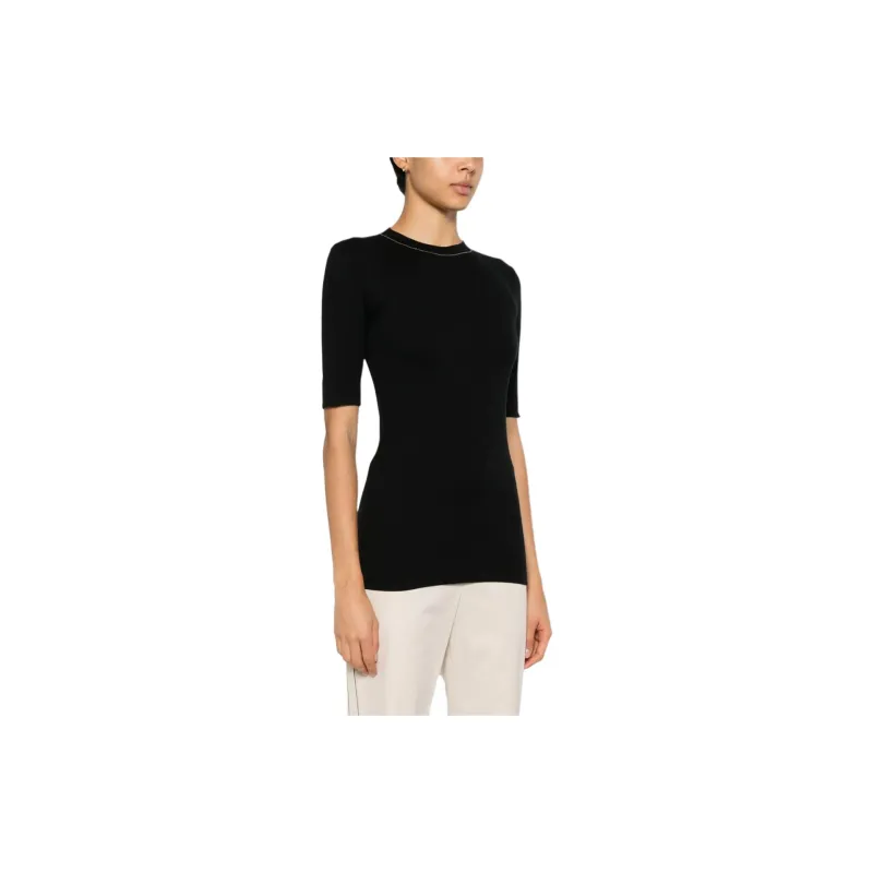 Brunello Cucinelli Monili detail Cotton T Shirt-3