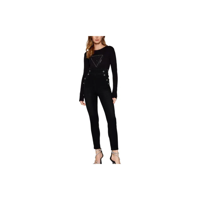 GUESS Drop Shoulder Sleeve T Shirt Women's Black-1