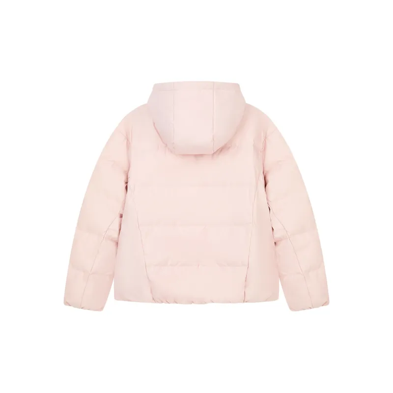 QIAODAN Variety Training Collection Down Jacket Women's White Peach Pink-1