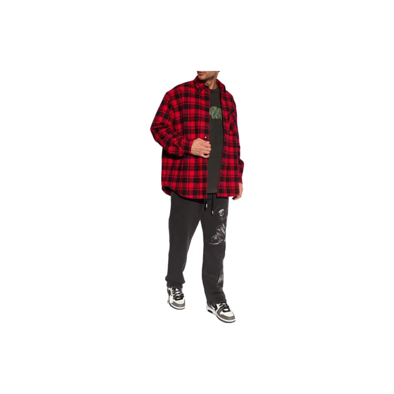 OFF WHITE Shirt Regular Fit Men's Red-4