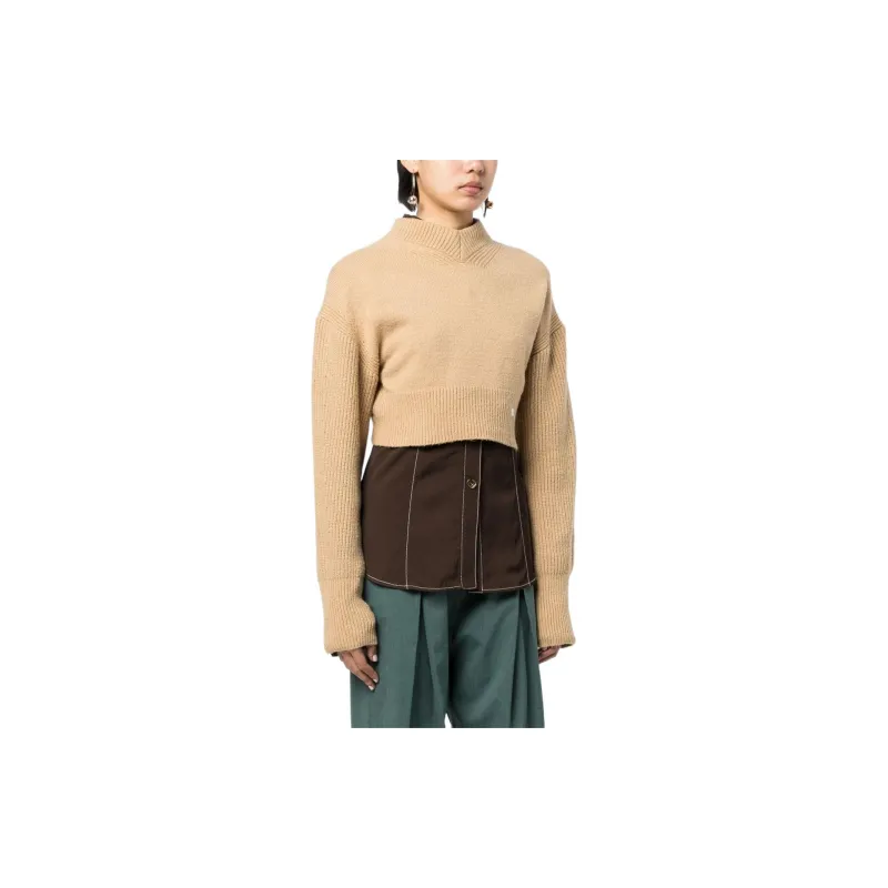 LOW CLASSIC Crop Tops Women's Beige-3