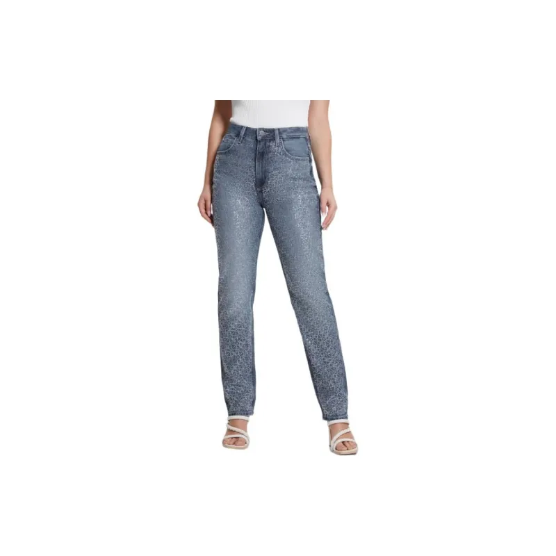 GUESS Rhinestone Quattro G Mom Jeans Jeans Women's Blue-2