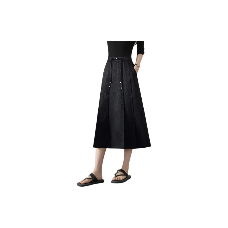 Mo Han Yi Mei Casual Long Skirt Women's Black-5