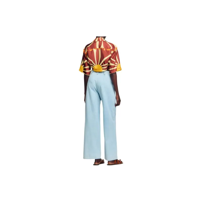 Sandro Crop Top Women's Brown Yellow-2
