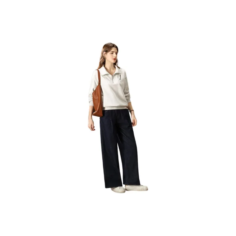 FENHONGMALI Sweatshirt Women's Light Gray-1