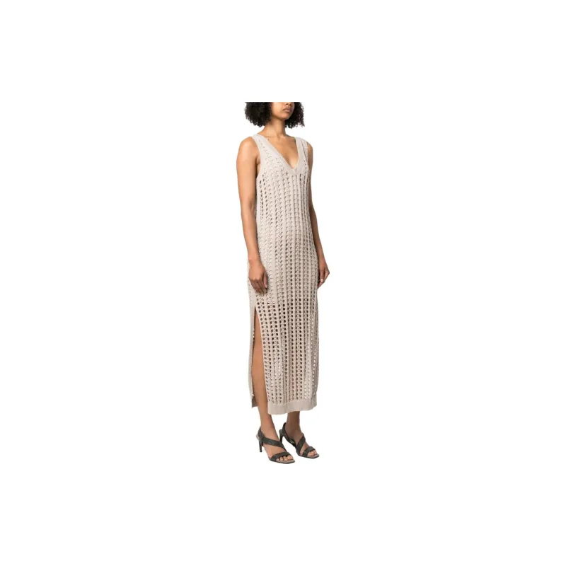 Brunello Cucinelli Sleeveless Dresses Women's Brown-3