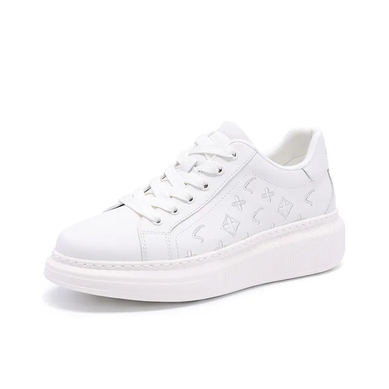 Satchi Slip Resistant Cushioning, Abrasion Resistant, Height Increasing Low Top Skateboard Shoes Men's White 4.5cm-1