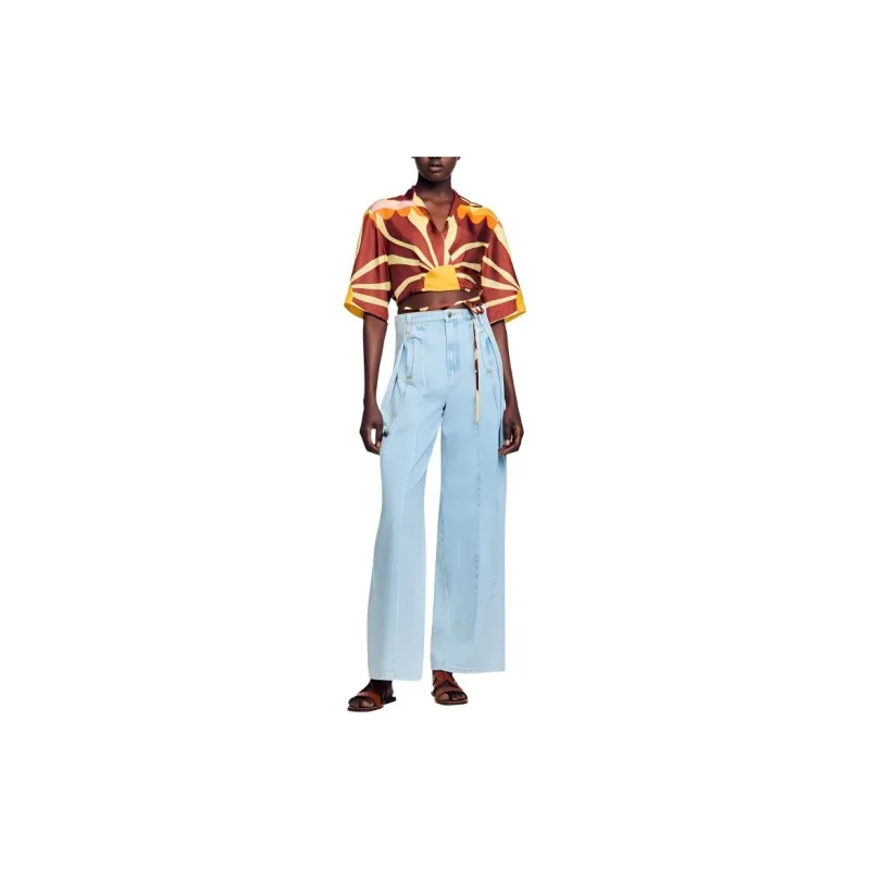 Sandro Crop Top Women's Brown Yellow-3