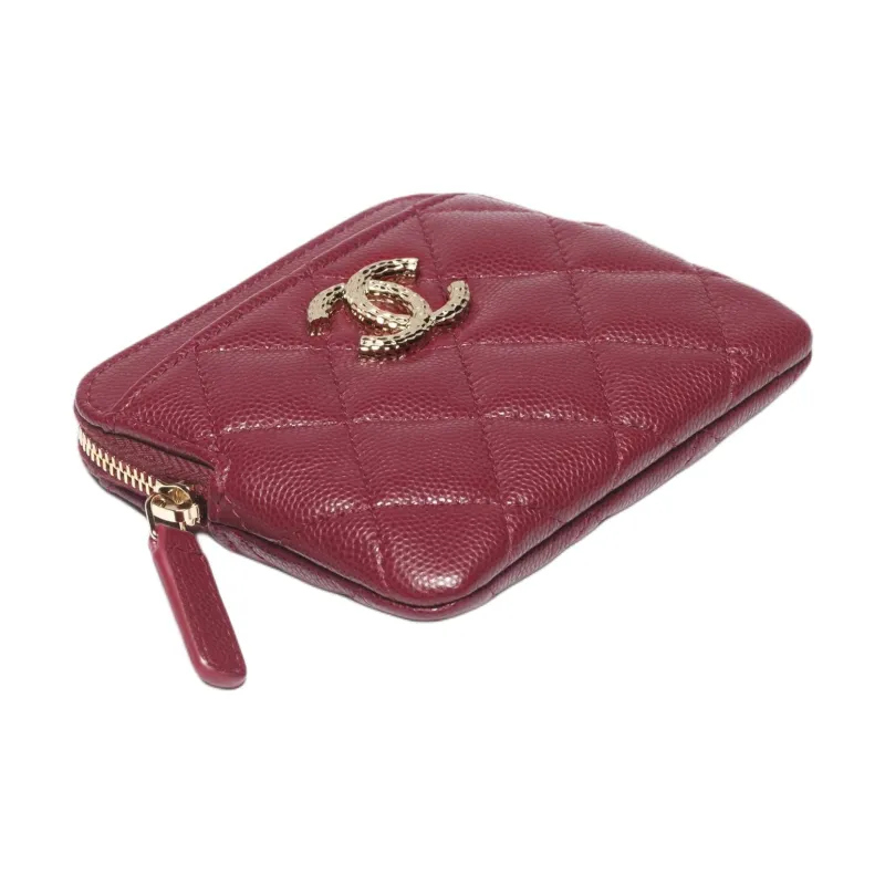 CHANEL Grain Caviar Calfskin Coin Purse Women's Burgundy-1