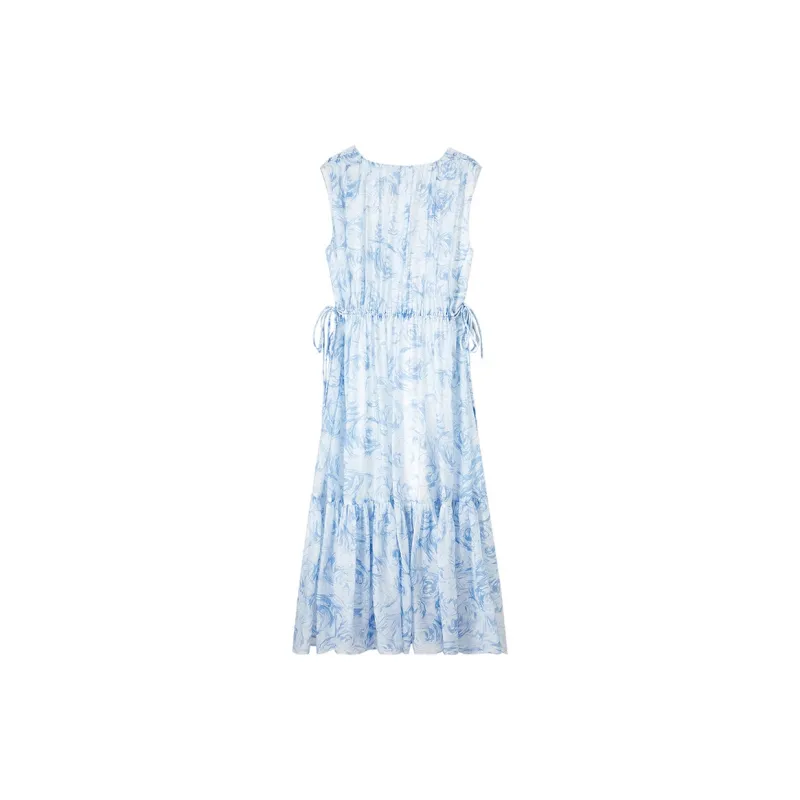 SENTUBILA Sleeveless Dresses Women's Blue Floral-7