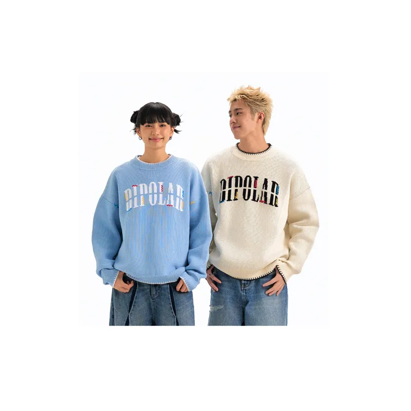BIPOLAR Sweater Unisex Black Apricot Blue-8