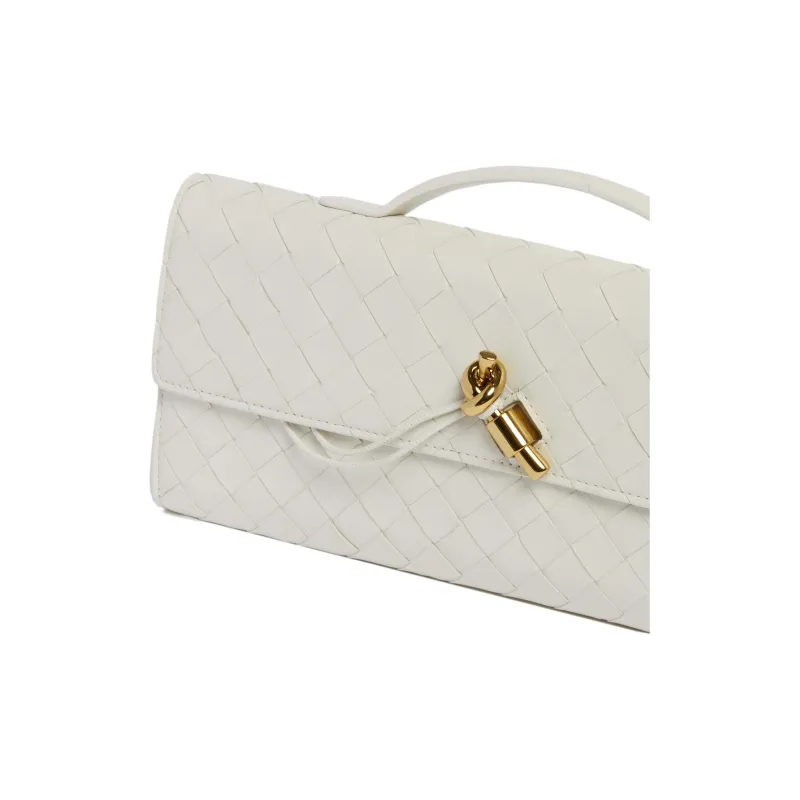 Bottega Veneta Andiamo Series Leather Clutch Women's White-3